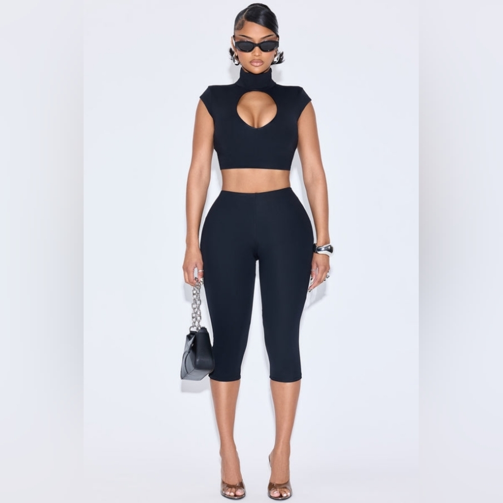 NEW! Women's Black Crop Top and Pants Set
